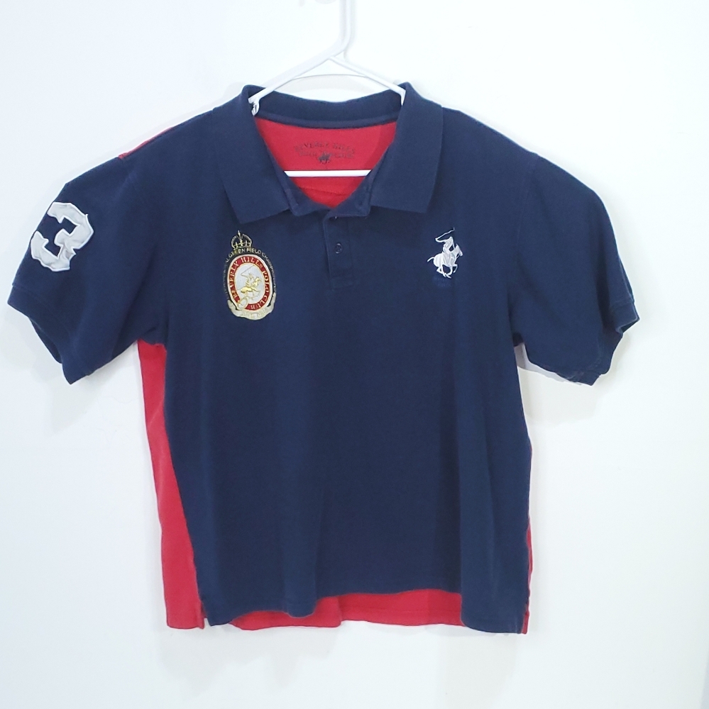 Beverly Hills Polo Club Mens Short Sleeve Polo Shirt Sz XL Blue Red Big Pony #3
